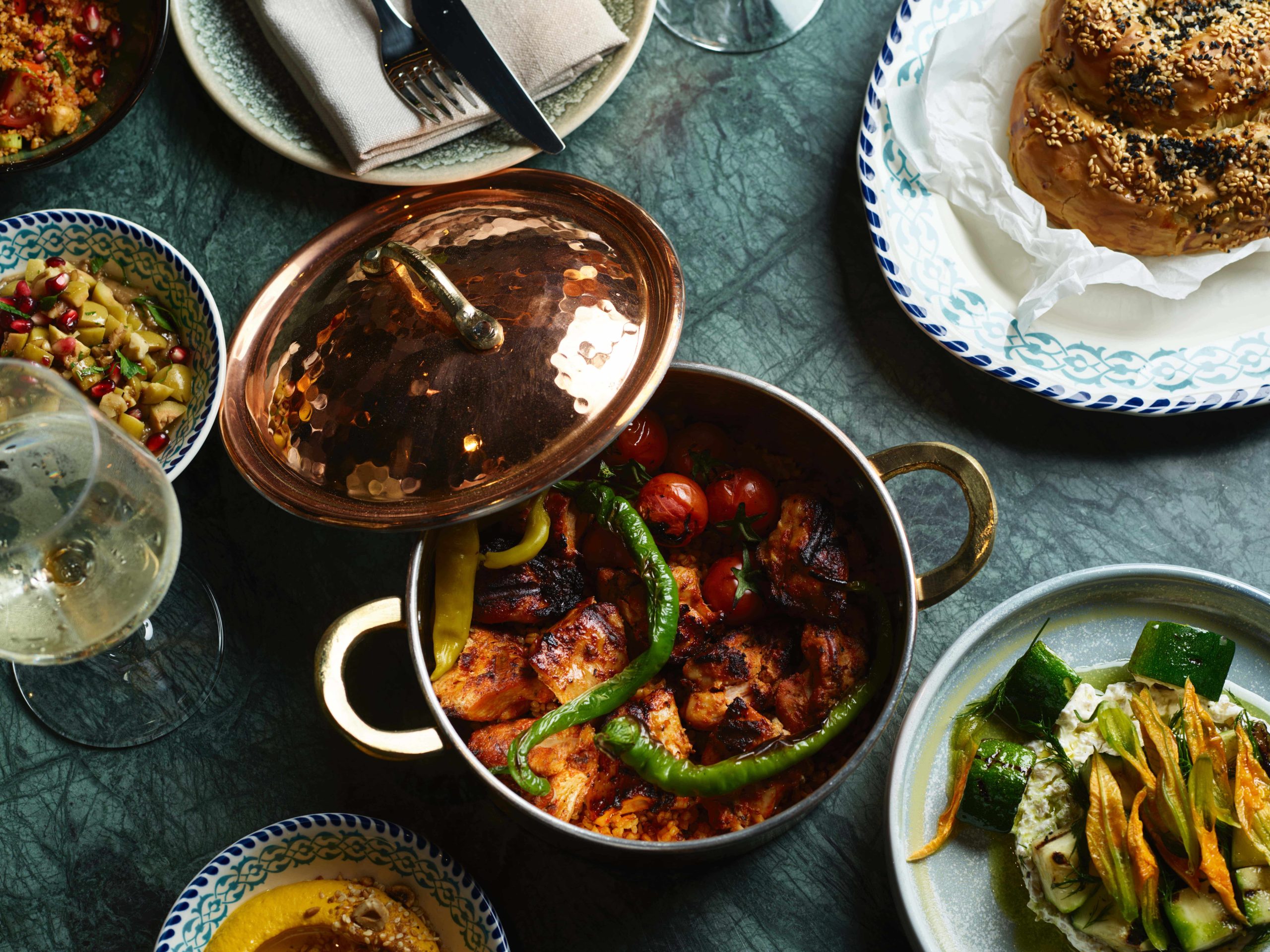 Tencere style chicken with bulgur pilaf dish, Maydanoz restaurant, Sydney