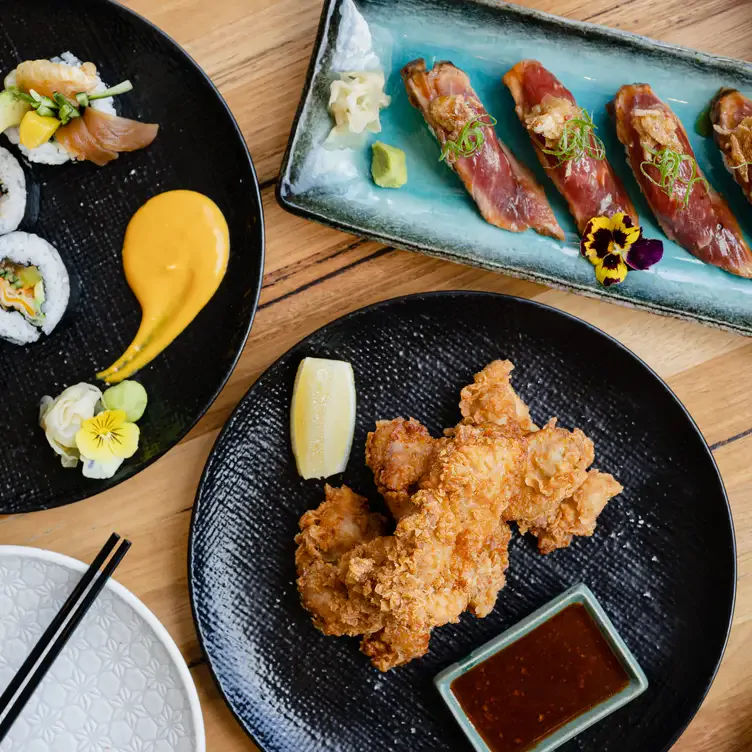 A spread of Japanese dishes at Chocolate Buddha, a restaurant in Melbourne