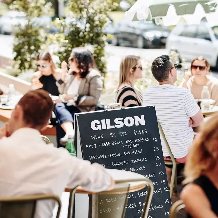 The outdoor dining space at Gilson, one of the best outdoor restaurants in Melbourne