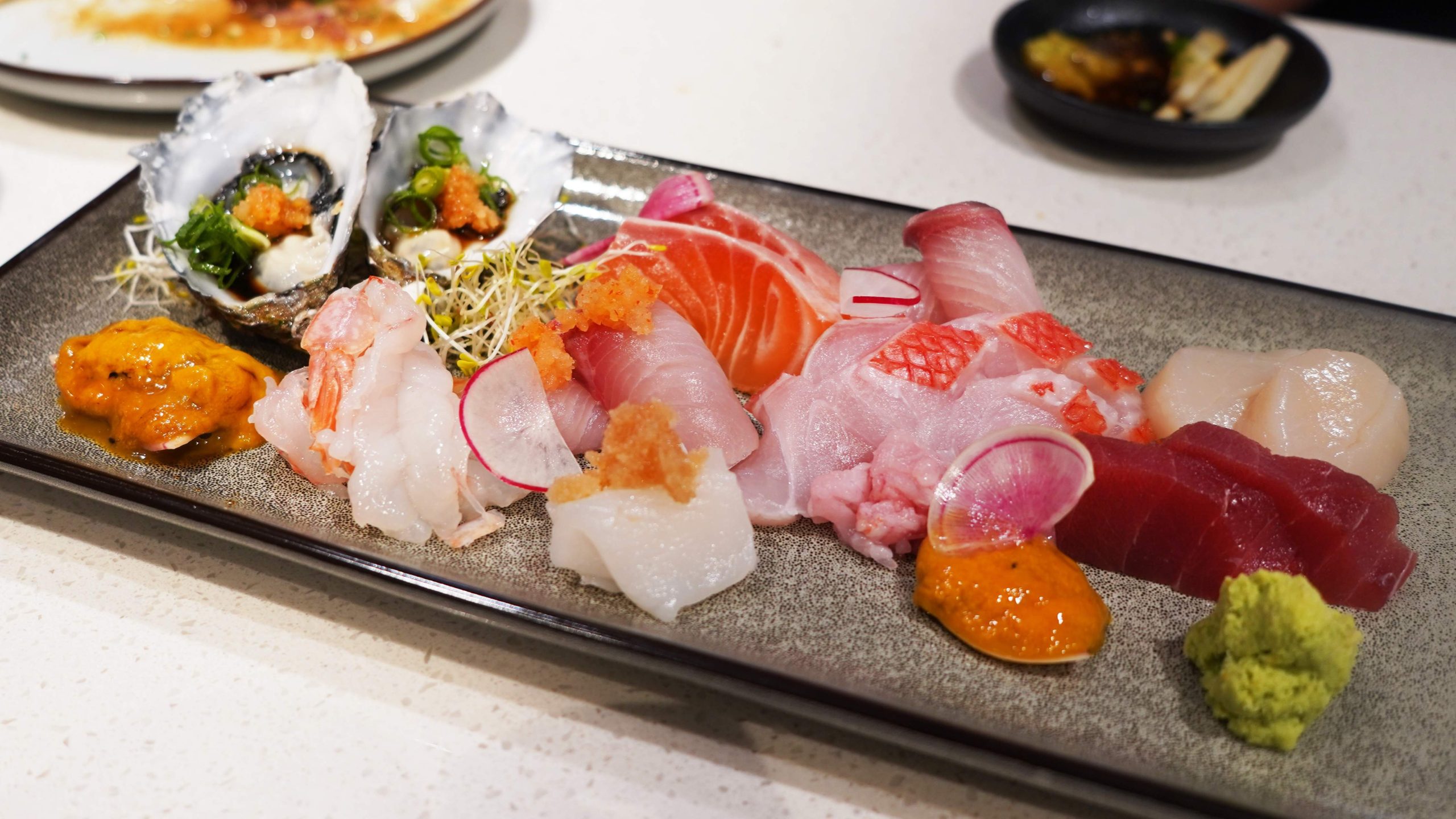 A platter of oysters, sashimi and wasabi at Kokumai in Sydney