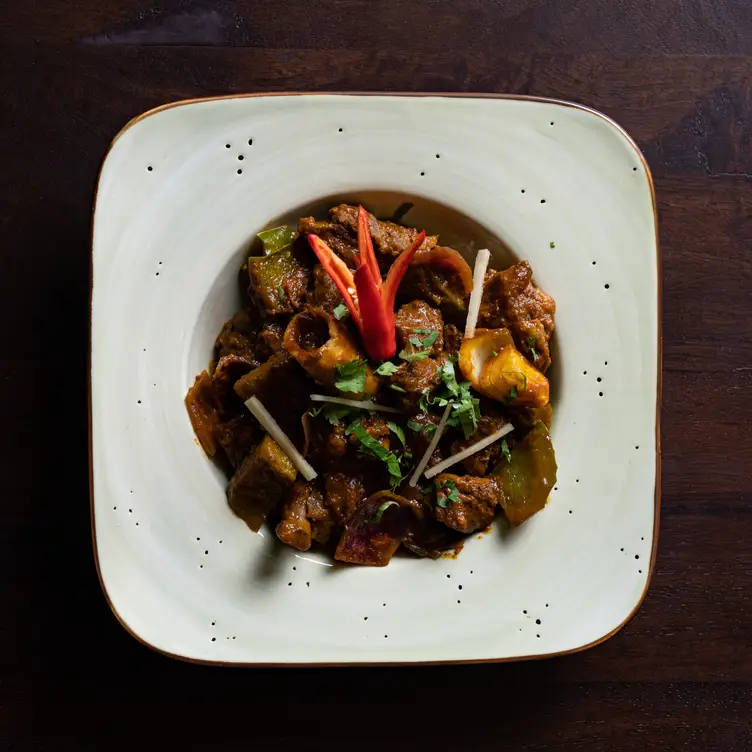 A vegan vegetable dish with coconut curry at The Grand Palace (Sydney CBD) Indian Restaurant Fine Dining, one of the best vegan restaurants in Sydney