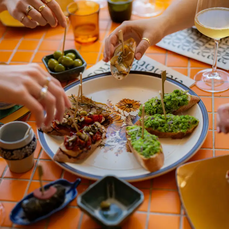 A plate of vegan pintxos at Follie’s Bar, one of the best vegan restaurants in Melbourne