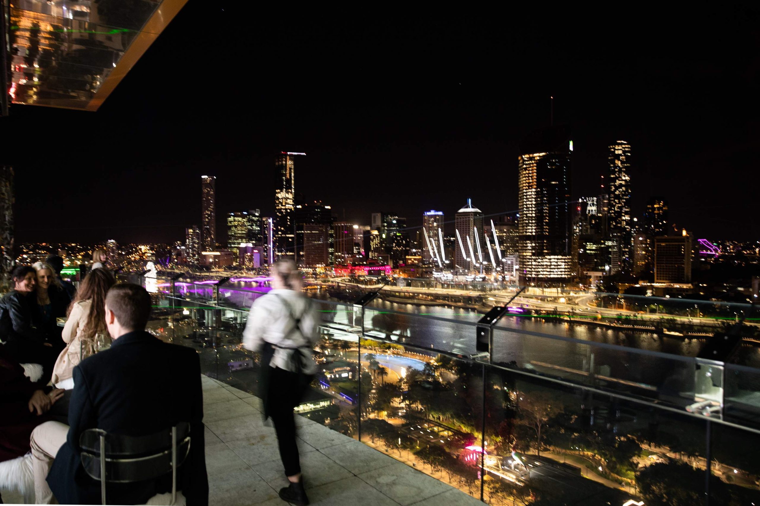 A view of the city from The Terrace Rooftop Bar in South Bank, one of the best outdoor restaurants in Brisbane