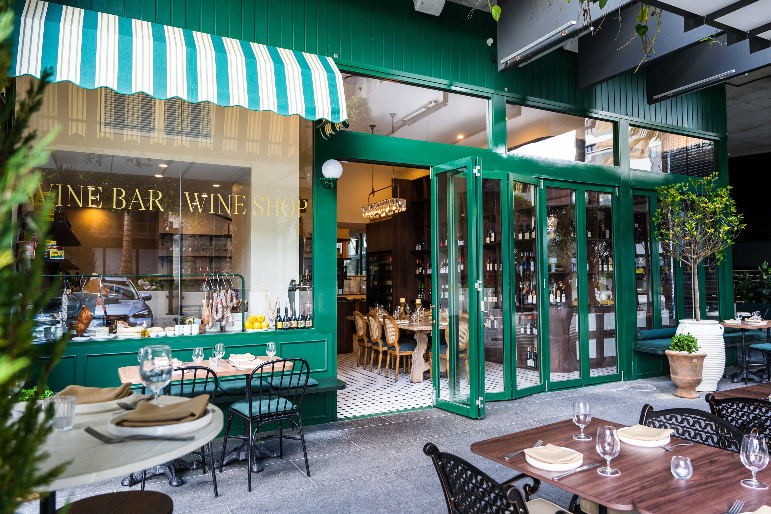 The terrace of South City Wine in Woolloongabba, one of the best outdoor restaurants in Brisbane