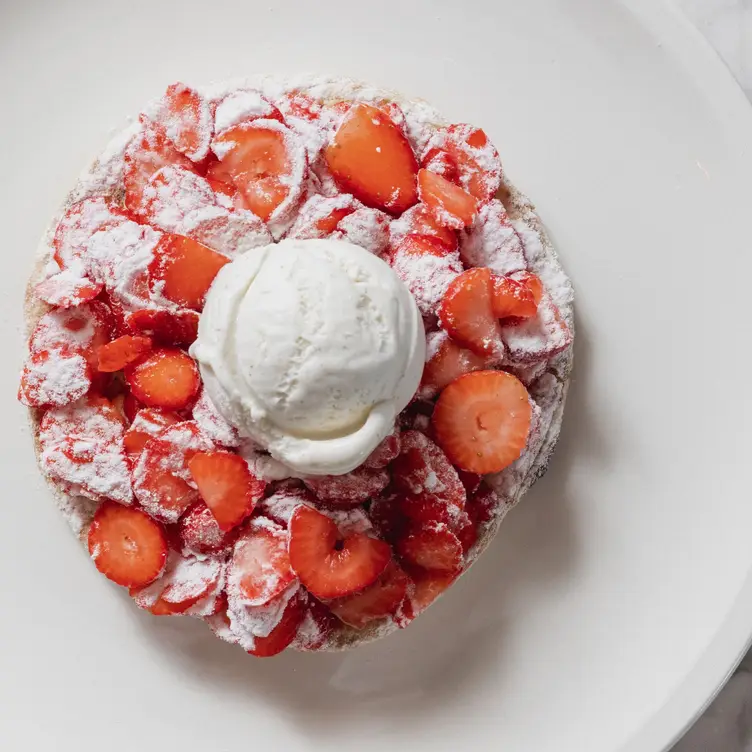 A strawberry and ice cream dessert pizza at Doc Pizza & Mozzarella Bar, one the best Italian restaurants in Melbourne. Credit: DOC Pizza & Mozzarella Bar