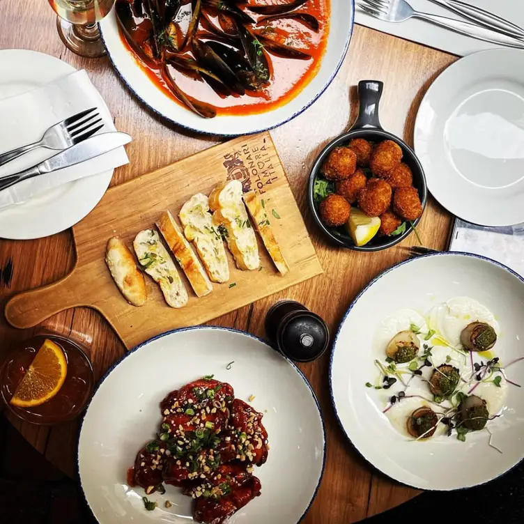 A table spread with seafood starters at Grill Steak Seafood, one of the best steak restaurants in Melbourne’s CBD. Credit: Grill Steak Seafood