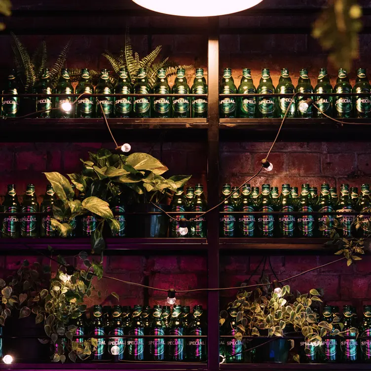 The beautiful, plant-covered bar at Straight Outta Saigon – one of the best Melbourne vegetarian restaurants.