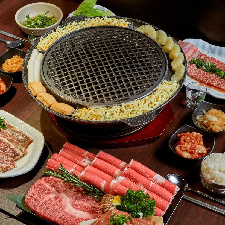 The grill and raw meats at Yeonga Korean BBQ, one of the best Asian restaurants in Melbourne.