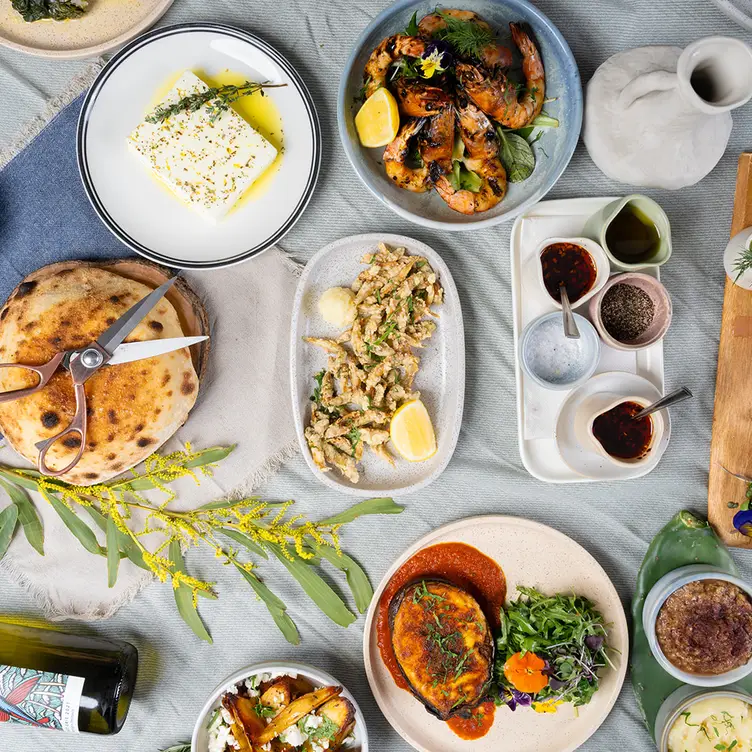 An assortment of Greek dishes served at Golden Fleece Hotel in South Melbourne.