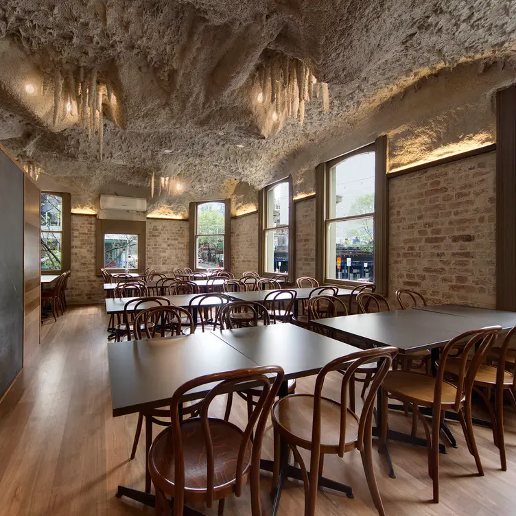 The cave-like dining area at Stalactites Restaurant, the best Greek restaurant in Melbourne’s CBD.