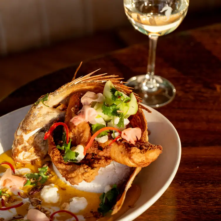 A dish served at Waterfront Southgate, one of the best seafood restaurants in Melbourne.