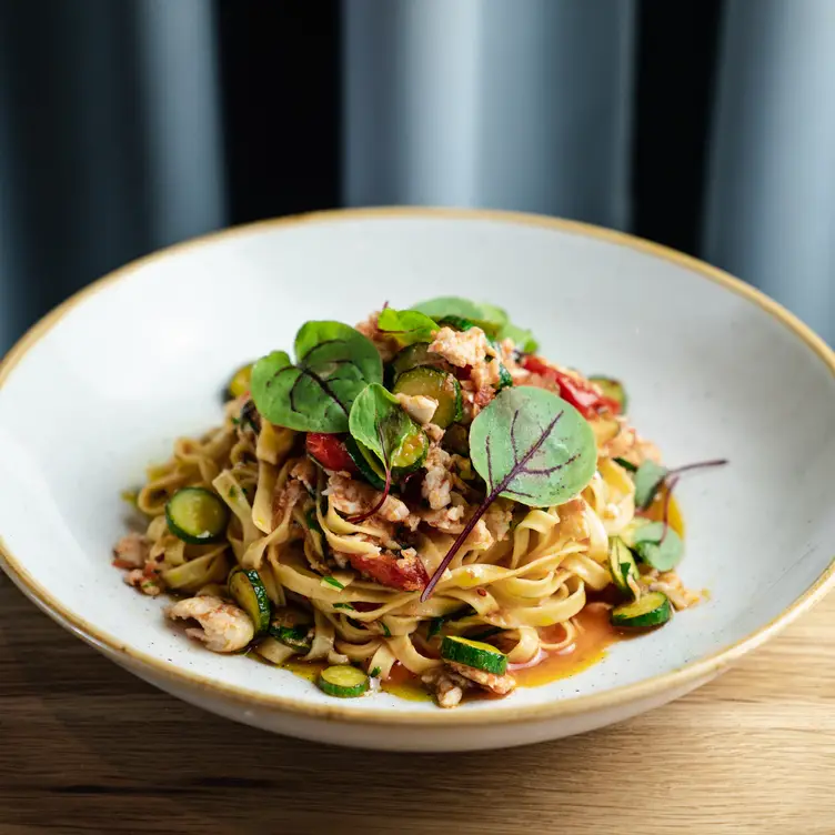 A plate of seafood pasta served at Garfish Manly.