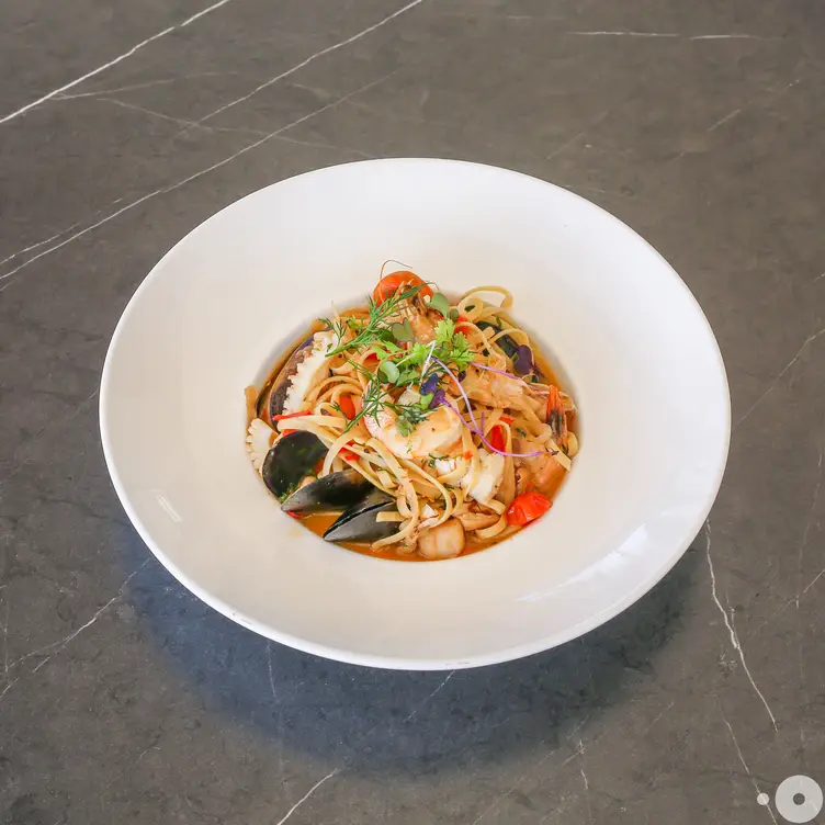 A bowl of pasta served at The Strand, one of Melbourne’s best seafood restaurants.