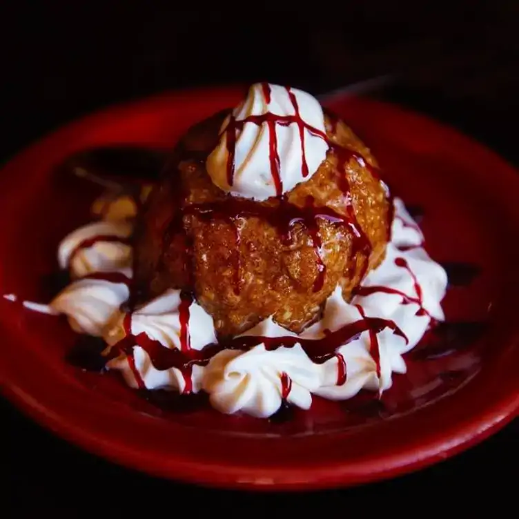 A fried dish with cream served at Cinnabar Chinese Restaurant