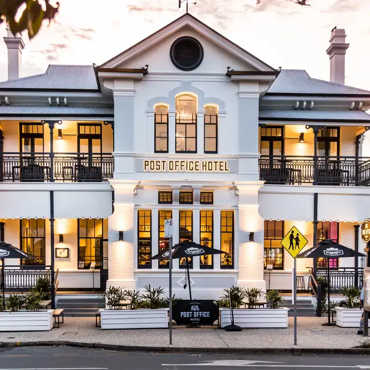 The black and white exterior of the two-storey Post Office Hotel, one of Brisbane’s best pubs.