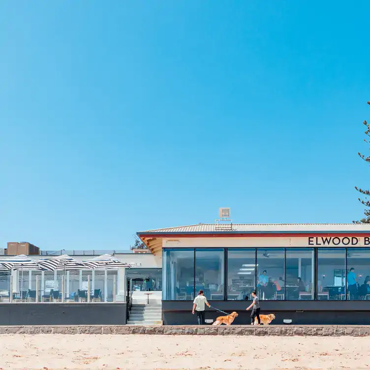 The external facade of Elwood Bathers, a beachside restaurant in Australia