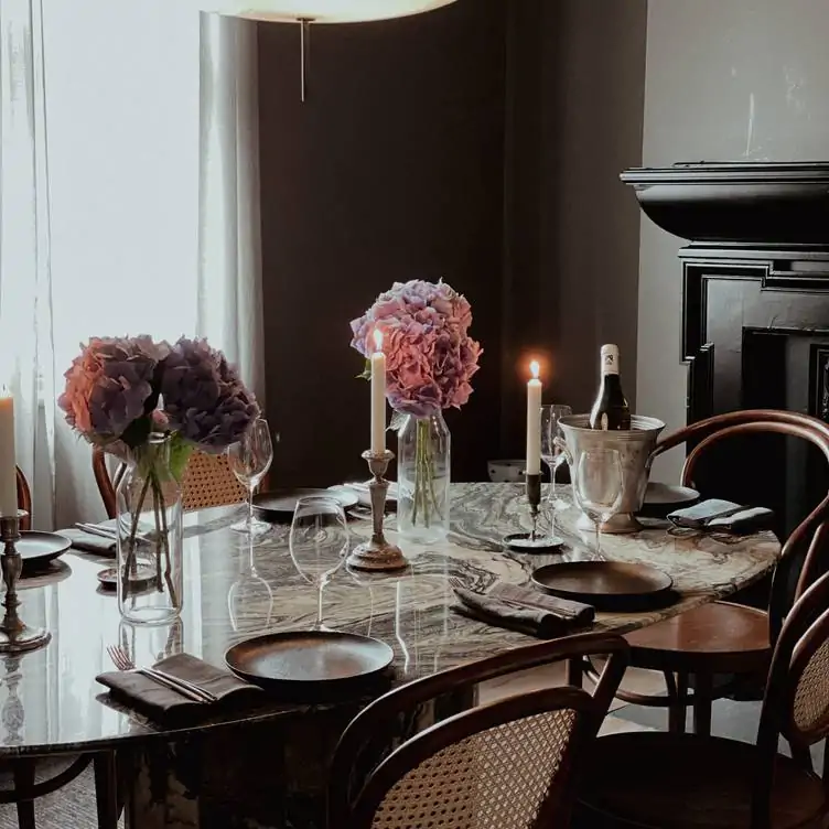 A table set with flowers at No 92, one of the best restaurants in Sydney for private dining.